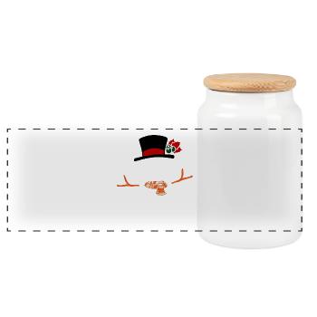 Walking in a Winter Wonderland Gift X-mas - Panoramic Cookie Jar with Wooden Lid - white - Front