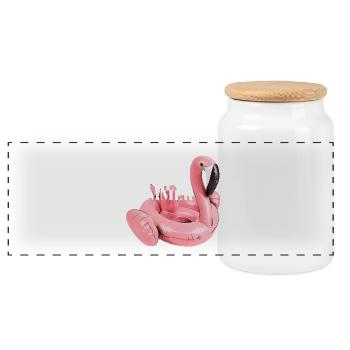 Living the Summer - Panoramic Cookie Jar with Wooden Lid - white - Front