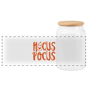Halloween Hocus Pocus. Pumpkin. Autumn. Hexen.Witch - Panoramic Cookie Jar with Wooden Lid - white - Front