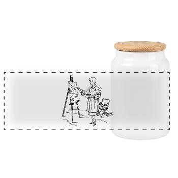 artist - Panoramic Cookie Jar with Wooden Lid - white - Front