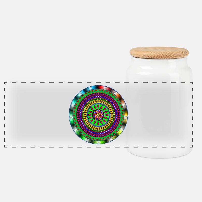 Mandala - Panoramic Cookie Jar with Wooden Lid - white