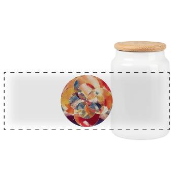 Abstract Circle - Panoramic Cookie Jar with Wooden Lid - white - Front
