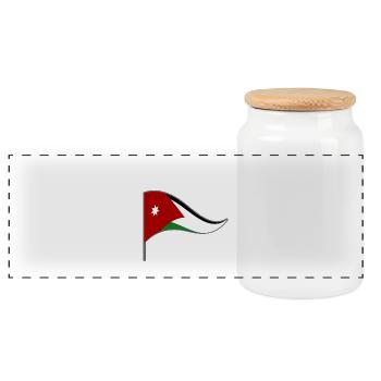 Jordan Amman Arab flag flag national colors - Panoramic Cookie Jar with Wooden Lid - white - Front