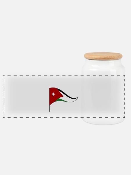 Jordanien Amman Arab Flagge Fahne Landesfarben - Panorama Keksdose mit Holzdeckel - Weiß
