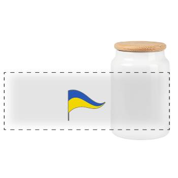 Ukraine. Speak flag flag country flag speak - Panoramic Cookie Jar with Wooden Lid - white - Front