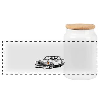 W123 Silhouette - Panorama Keksdose mit Holzdeckel - Weiß - Vorne