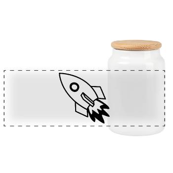 rocket - Panoramic Cookie Jar with Wooden Lid - white - Front