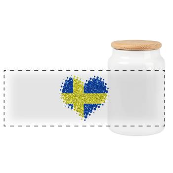 Ich Liebe Schweden Glitzer schwedisch Heimat Stolz - Panorama Keksdose mit Holzdeckel - Weiß - Vorne