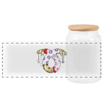 Illustration Tatoo - Boîte à biscuits avec couvercle en bois - blanc - Devant