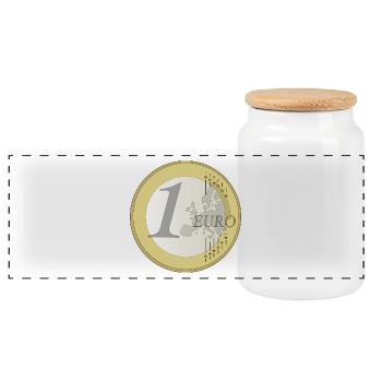Euro - Panorama Keksdose mit Holzdeckel - Weiß - Vorne