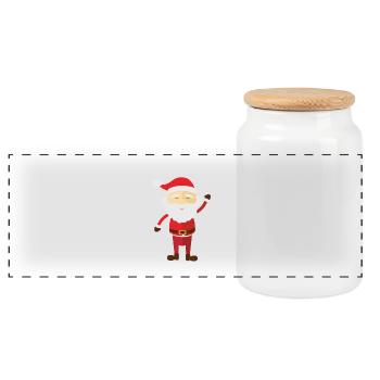 Père Noël - Boîte à biscuits avec couvercle en bois - blanc - Devant