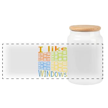 I like Windows - Panorama Keksdose mit Holzdeckel - Weiß - Vorne