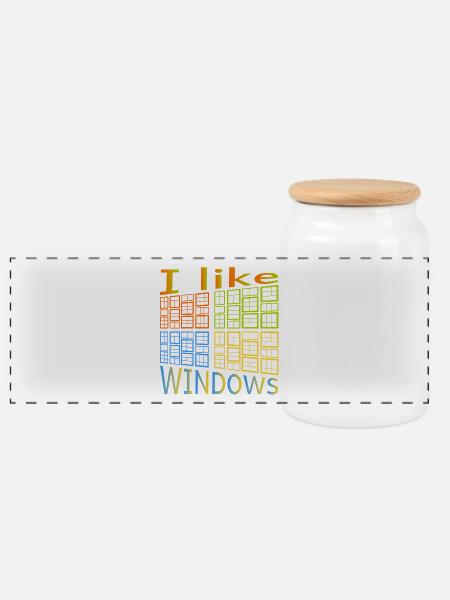 I like Windows - Panorama Keksdose mit Holzdeckel - Weiß