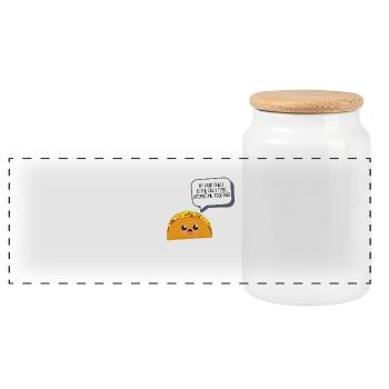 Cute taco - Panoramic Cookie Jar with Wooden Lid - white - Front