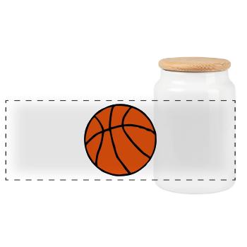Basketball hand drawn gift - Panoramic Cookie Jar with Wooden Lid - white - Front