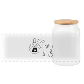 bombe chapeau - Boîte à biscuits avec couvercle en bois - blanc - Devant
