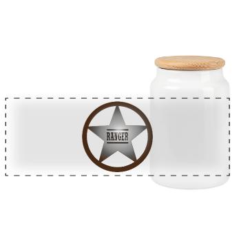 cowboy ranger rancher sheriff horse wester - Panorama Keksdose mit Holzdeckel - Weiß - Vorne