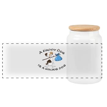 Randonnée dogowner Dog Backpacker Nature Animaux Amour - Boîte à biscuits avec couvercle en bois - blanc - Devant