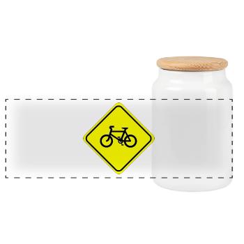 bicycle mountain bike cyclist mountain bike - Panoramic Cookie Jar with Wooden Lid - white - Front