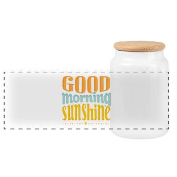 GOOD MORNING SUNSHINE - Panoramic Cookie Jar with Wooden Lid - white - Front