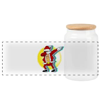 Dab Santa Geschenk Weihnachten Christmas Dabb - Panorama Keksdose mit Holzdeckel - Weiß - Vorne