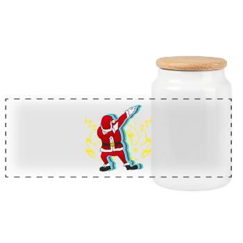 Dab Santa Geschenk Weihnachten Christmas Dabb - Panorama Keksdose mit Holzdeckel - Weiß - Vorne