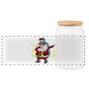 Dab Santa Geschenk Weihnachten Christmas Dabb - Panorama Keksdose mit Holzdeckel - Weiß - Vorne