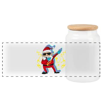 Dab Santa Geschenk Weihnachten Christmas Dabb - Panorama Keksdose mit Holzdeckel - Weiß - Vorne