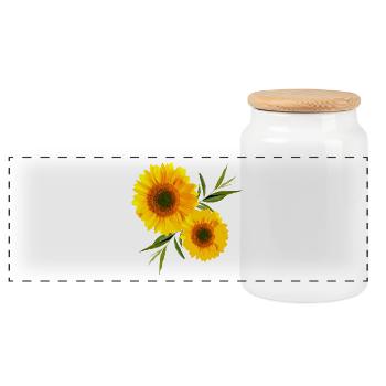 sonnenblume - Panorama Keksdose mit Holzdeckel - Weiß - Vorne