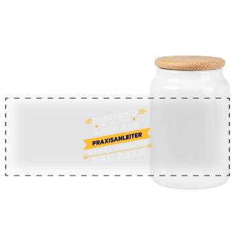 Praxisanleiter Beruf Geschenk - Panorama Keksdose mit Holzdeckel - Weiß - Vorne