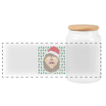 Ugly Christmas BIGFOOT Tannenbaum Wald Weihnachten - Panorama Keksdose mit Holzdeckel - Weiß - Vorne