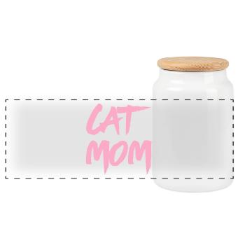 Katzen TShirt - Cat Mom - Panorama Keksdose mit Holzdeckel - Weiß - Vorne