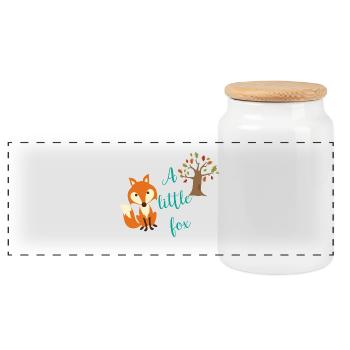 A little Fox - Panorama Keksdose mit Holzdeckel - Weiß - Vorne