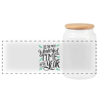 Christmas time Advent December Santa Claus Christmas - Panoramic Cookie Jar with Wooden Lid - white - Front