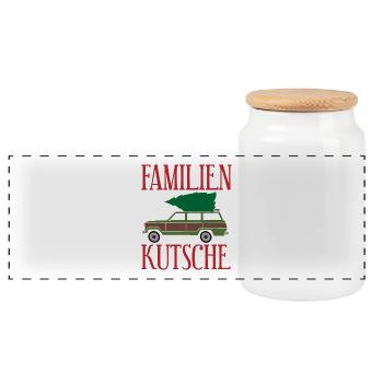 Weihnachten Familie Geschenk Auto Weihnachtsfilm - Panorama Keksdose mit Holzdeckel - Weiß - Vorne
