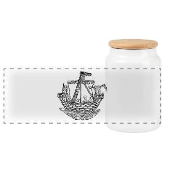 paddle boat sail boat rowboat sailboat37 - Panoramic Cookie Jar with Wooden Lid - white - Front
