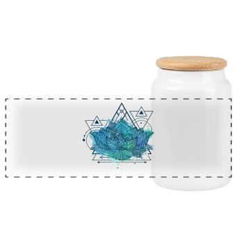 Lotus Triangle - Panorama Keksdose mit Holzdeckel - Weiß - Vorne