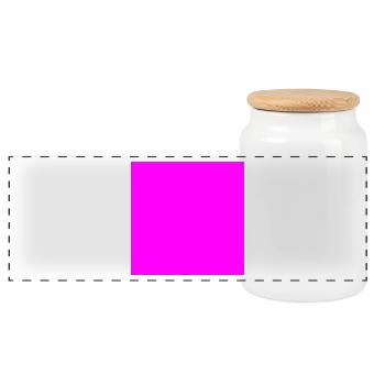 Square pink - Panoramic Cookie Jar with Wooden Lid - white - Front