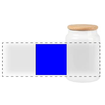 Square blue - Panoramic Cookie Jar with Wooden Lid - white - Front