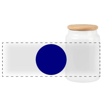 Blue circle - Panoramic Cookie Jar with Wooden Lid - white - Front