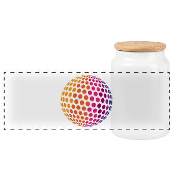 Dotted Rainbow Sphere - Panorama Keksdose mit Holzdeckel - Weiß - Vorne