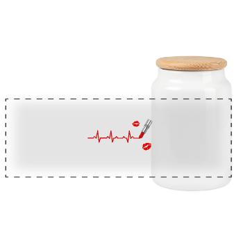 rouge à lèvres cadeau rythme cardiaque du rythme cardiaque MakeUp - Boîte à biscuits avec couvercle en bois - blanc - Devant