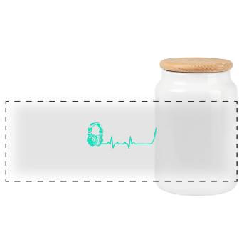Dj discjockey Herzschlag heartbeat geschenk musik - Panorama Keksdose mit Holzdeckel - Weiß - Vorne