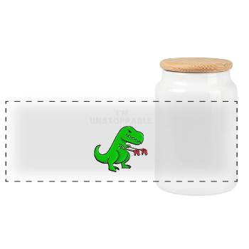 I AM UNSTOPPABLE Dinosaurier T-Rex Tyrannosaurus - Panorama Keksdose mit Holzdeckel - Weiß - Vorne