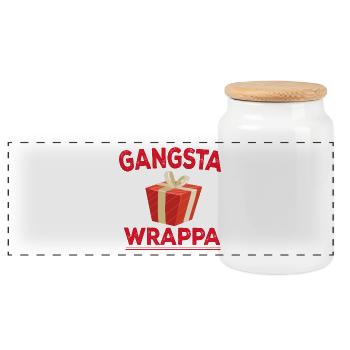 Lustig witzig Geschenk Weihnachten Gangsta Wrappa - Panorama Keksdose mit Holzdeckel - Weiß - Vorne