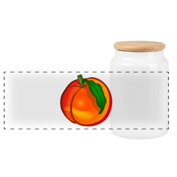 peach pfirsich veggie gemuese fruits2 - Panorama Keksdose mit Holzdeckel - Weiß - Vorne