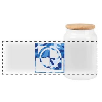 Blue camouflage - Panoramic Cookie Jar with Wooden Lid - white - Front