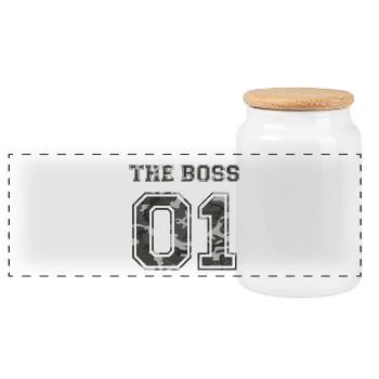 The Boss Partner Partnershirt Liebe Geschenk Love - Panorama Keksdose mit Holzdeckel - Weiß - Vorne