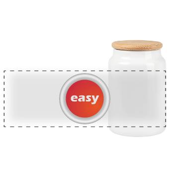 Easy Button - Panorama Keksdose mit Holzdeckel - Weiß - Vorne