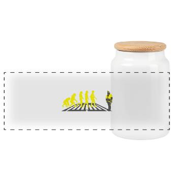 Schülerlotse Evolution Gift help school - Panoramic Cookie Jar with Wooden Lid - white - Front